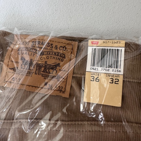 Vintage Levis 517 Corduroy Pants Mens 36x32 Tan Bootcut Cowboy USA Deadstock NWT - Picture 4 of 5